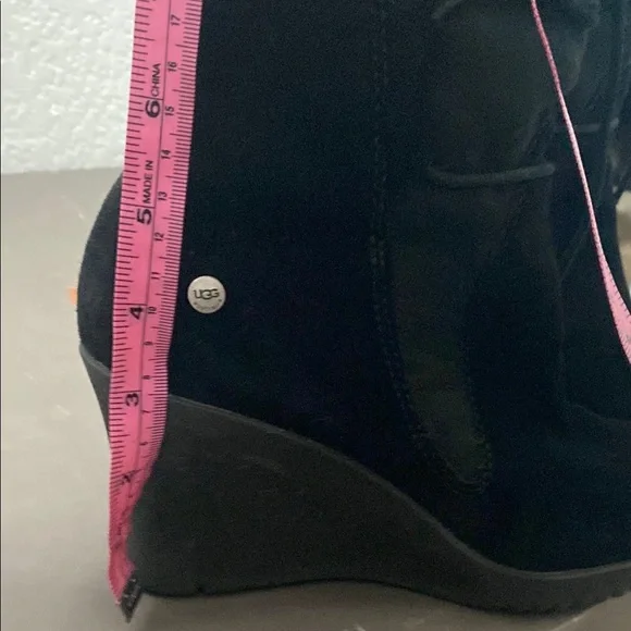 Women's UGG Black Suede lace up Boots - Picture 2 of 8